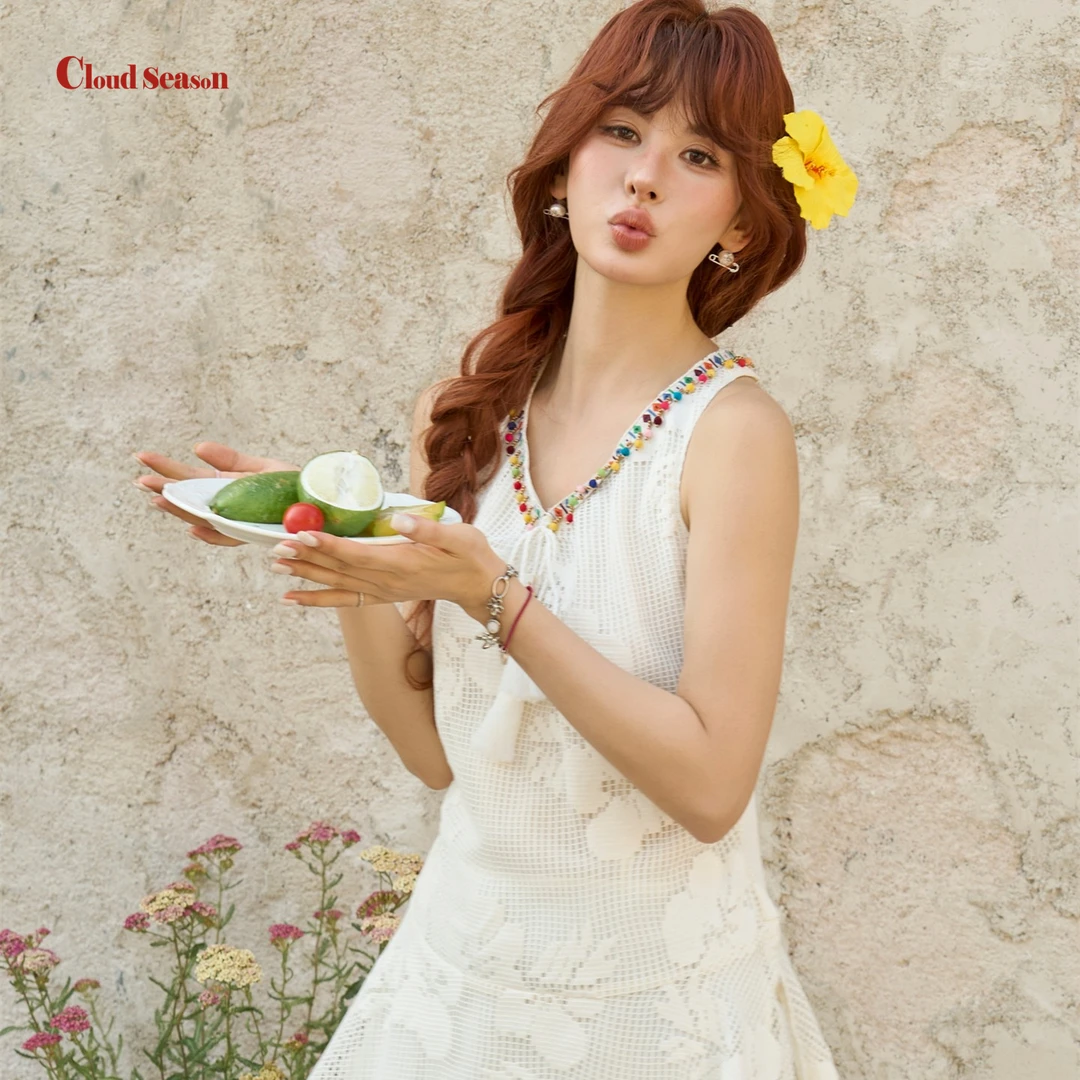 CLOUDSEASON白日游梦镂空上衣女夏无袖上衣女上衣设计感小众女