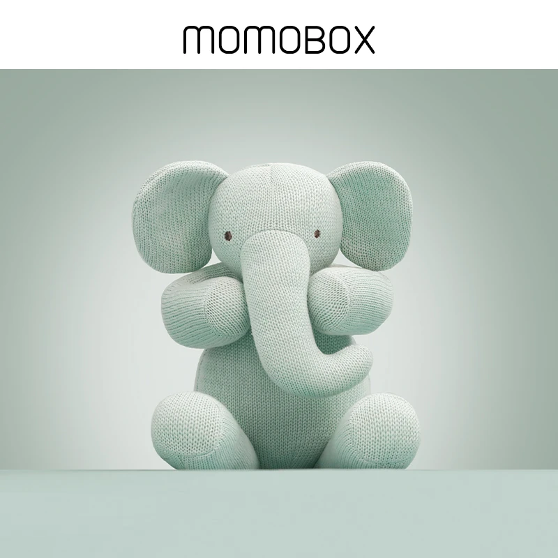 momobox大象安抚玩偶婴儿玩具可啃咬宝宝陪伴公仔针织娃娃抱睡