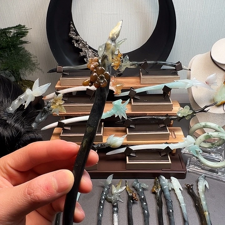 蛇纹石玉未镶嵌发簪