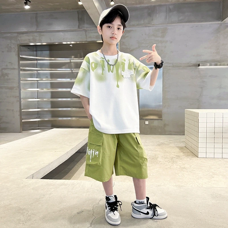 儿童装男童夏装短袖套装2025新款夏款运动男孩夏季中大童薄洋气潮