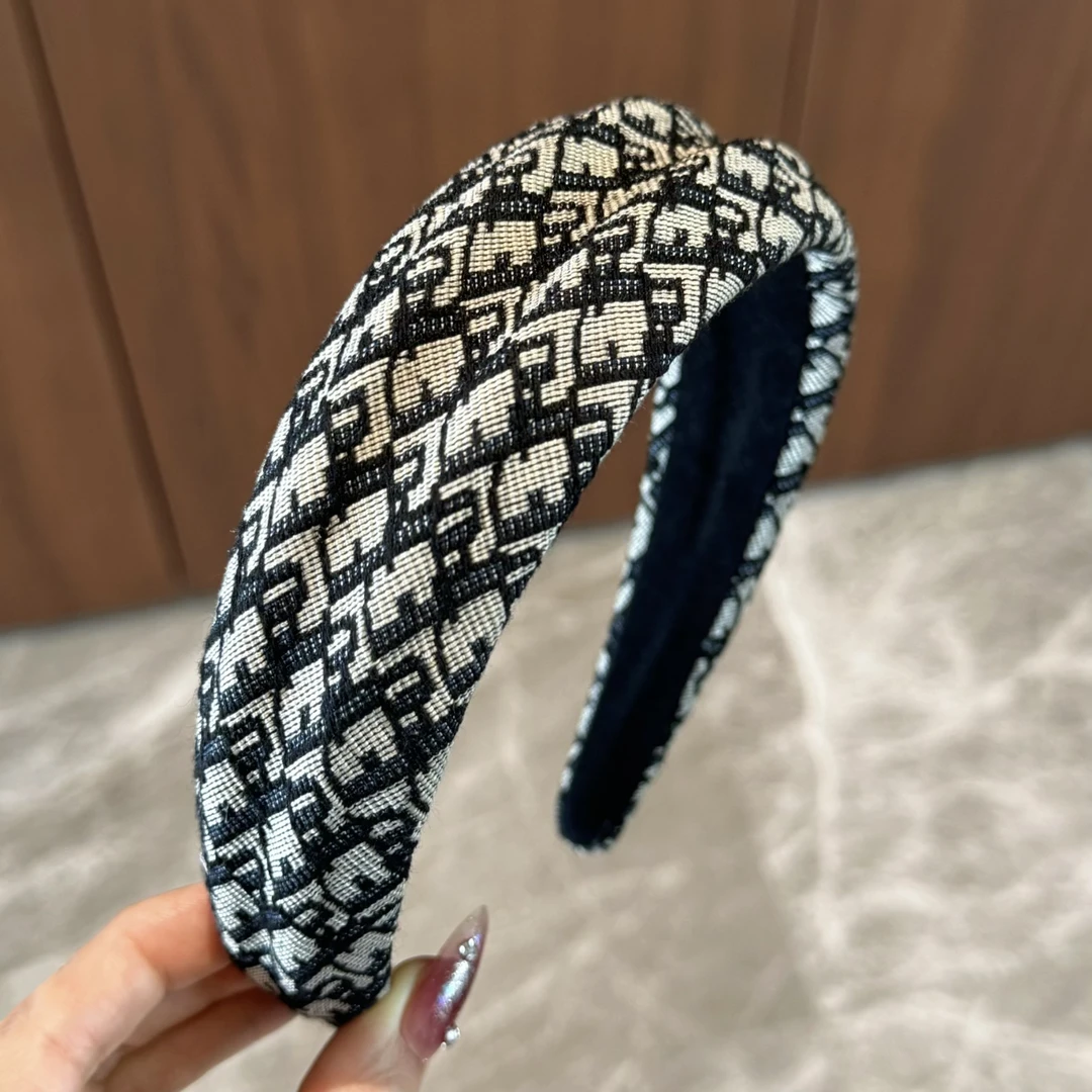 头饰babytime法式复古网红刺绣高级感宽发箍秋冬千鸟格高颅顶头箍