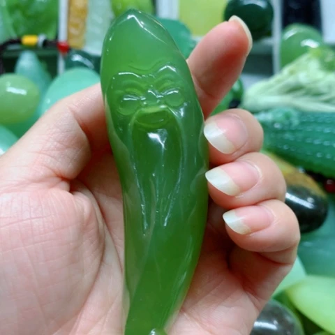 未镶嵌蛇纹石玉手把件