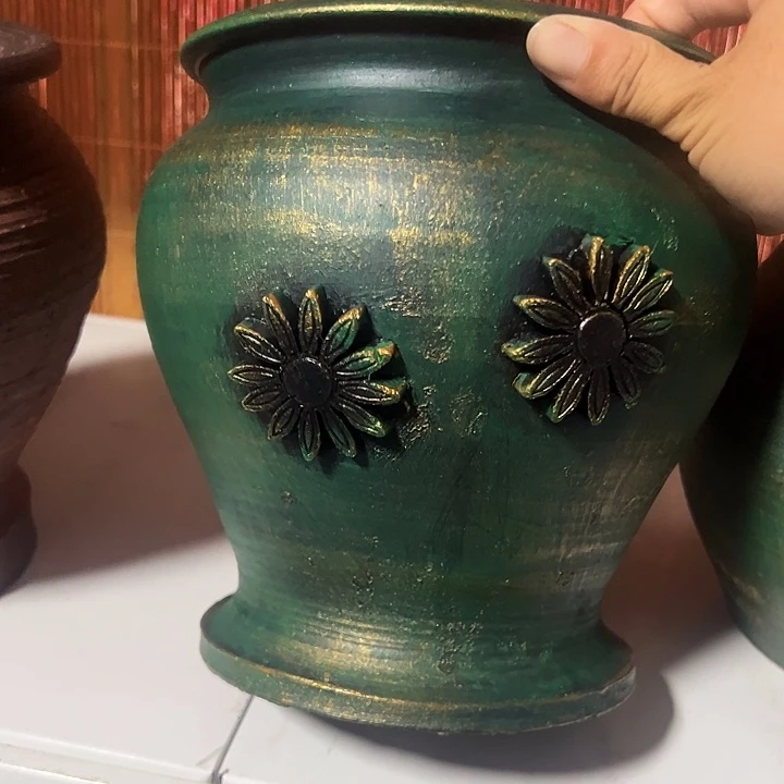粗陶盆有孔高20口18