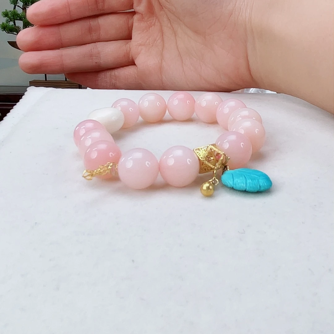 蛋白石手链18K金镶嵌粉澳宝12.5