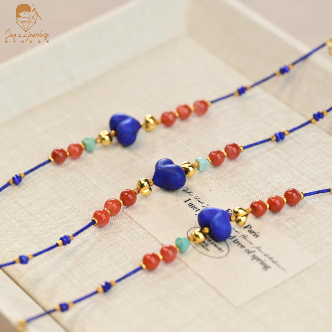 天然青金石设计款珠宝手链屁桃爱心温柔贵气项链秋冬发一件