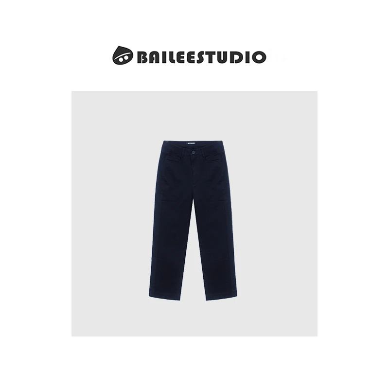 【柏栗良品】2025春夏新品~韩范简约纯色休闲牛仔裤K18122-7