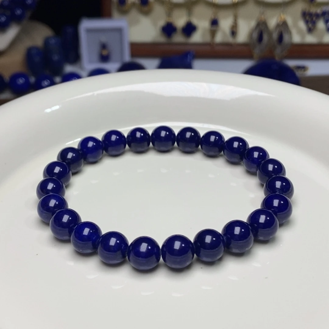 ****瑾青金石未镶嵌老矿 高品单圈手串8mm