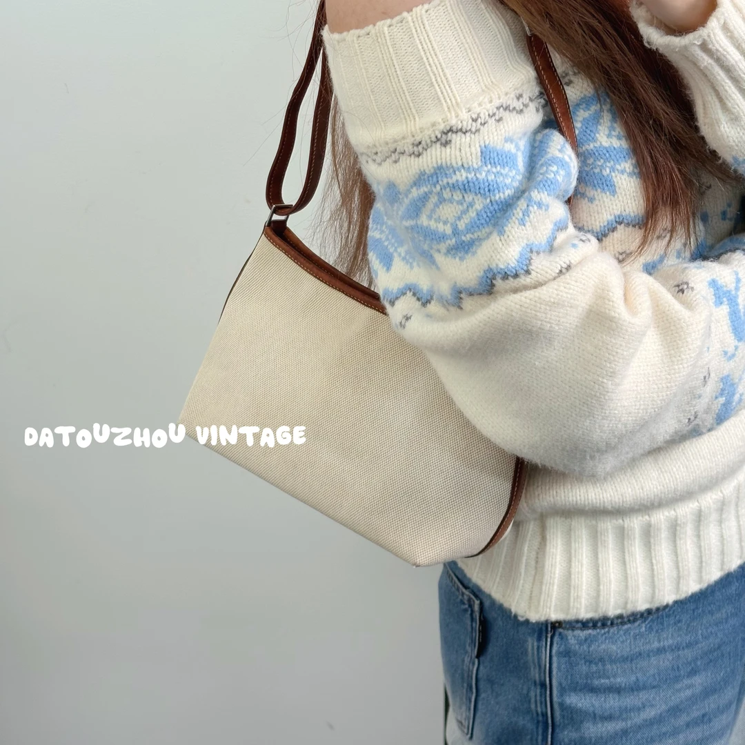 95新 Hermes/爱马仕 米色布面hobo单肩包cysp