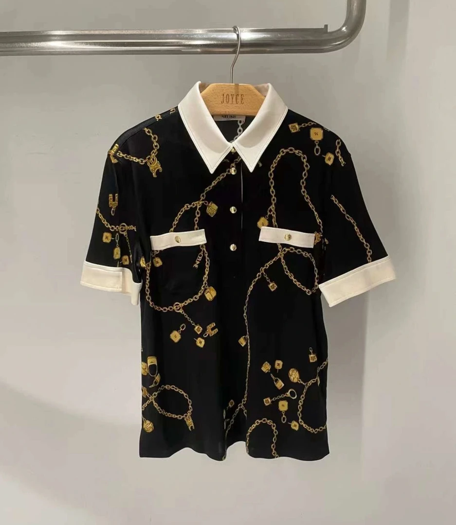 未使用 Celine/思琳 专场/拼接图案印花polo衫 女款