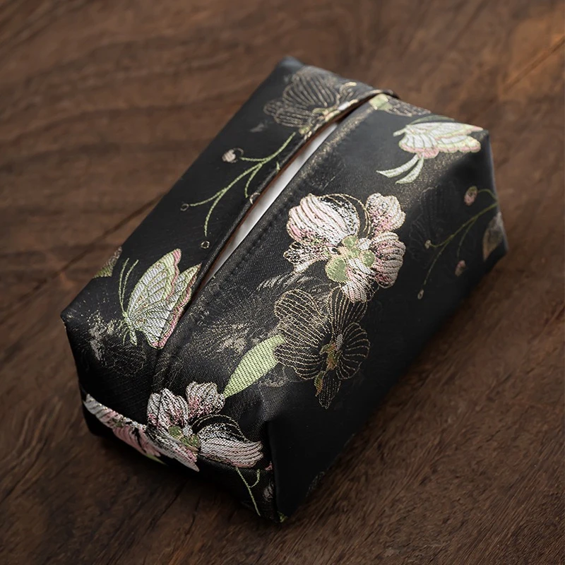 新中式纸巾盒布艺家用餐桌茶室纸巾收纳袋手工高端创意抽纸盒