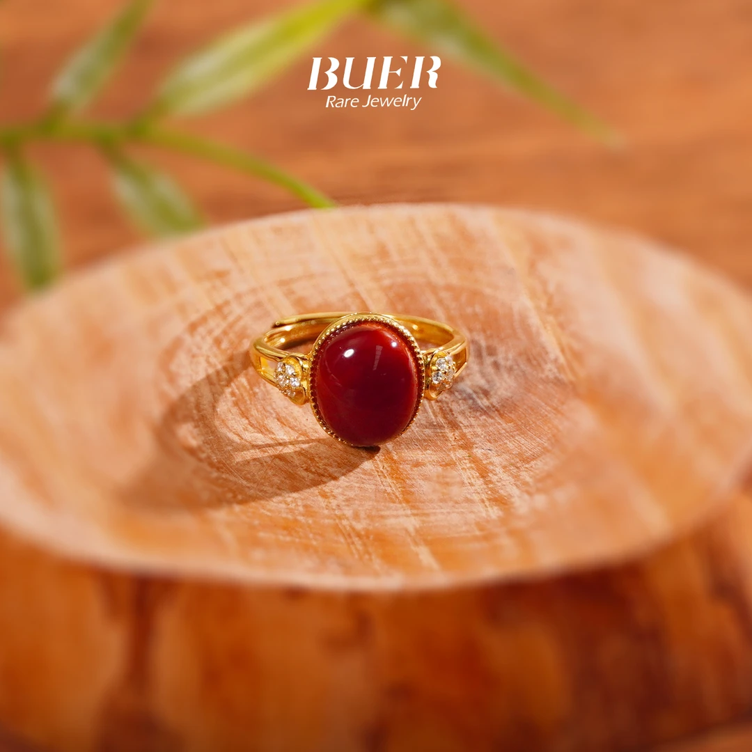 【不二】南红银镶戒指(蛋面)