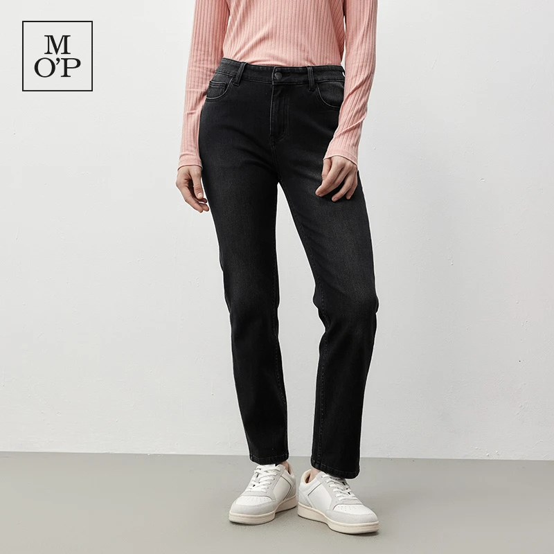Marc O'Polo/MOP 春季时尚复古百搭黑色棉感小脚牛仔裤