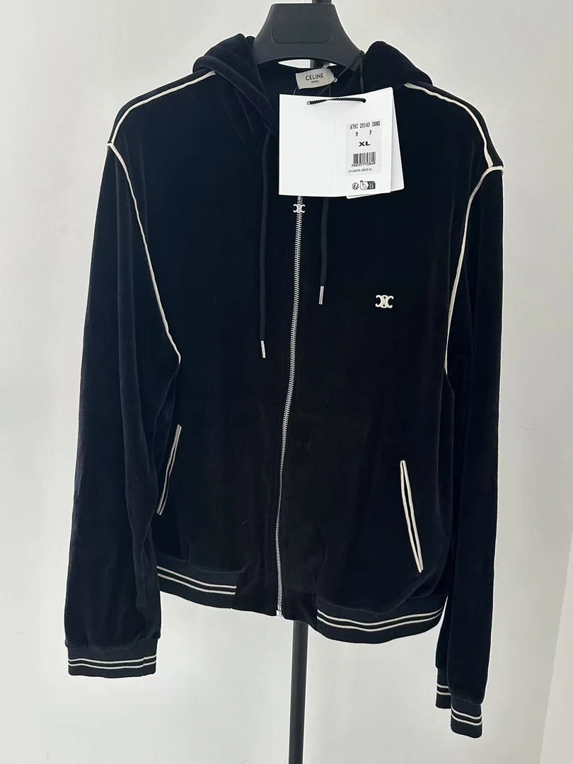 未使用 Balenciaga/巴黎世家 CELINE 拉链条纹经典连帽外套XL码