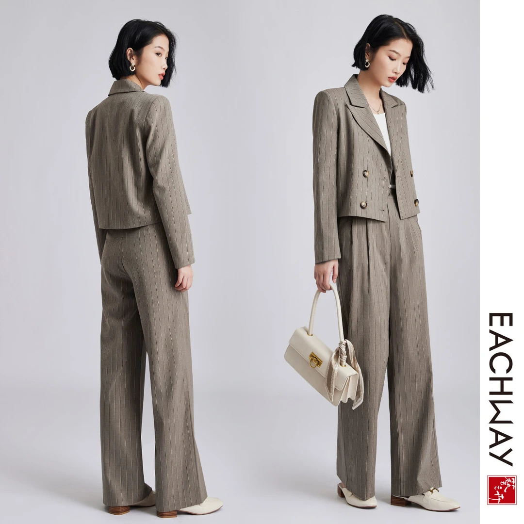 【职场通勤】潮流西服套装24秋季短款上衣+裤子两件套女