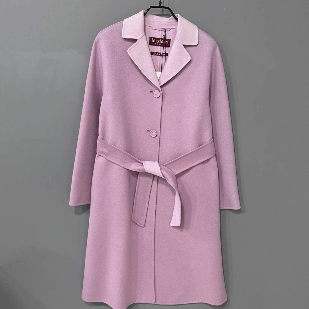 99新 MaxMara 香芋紫色羊毛大衣/36码/43603