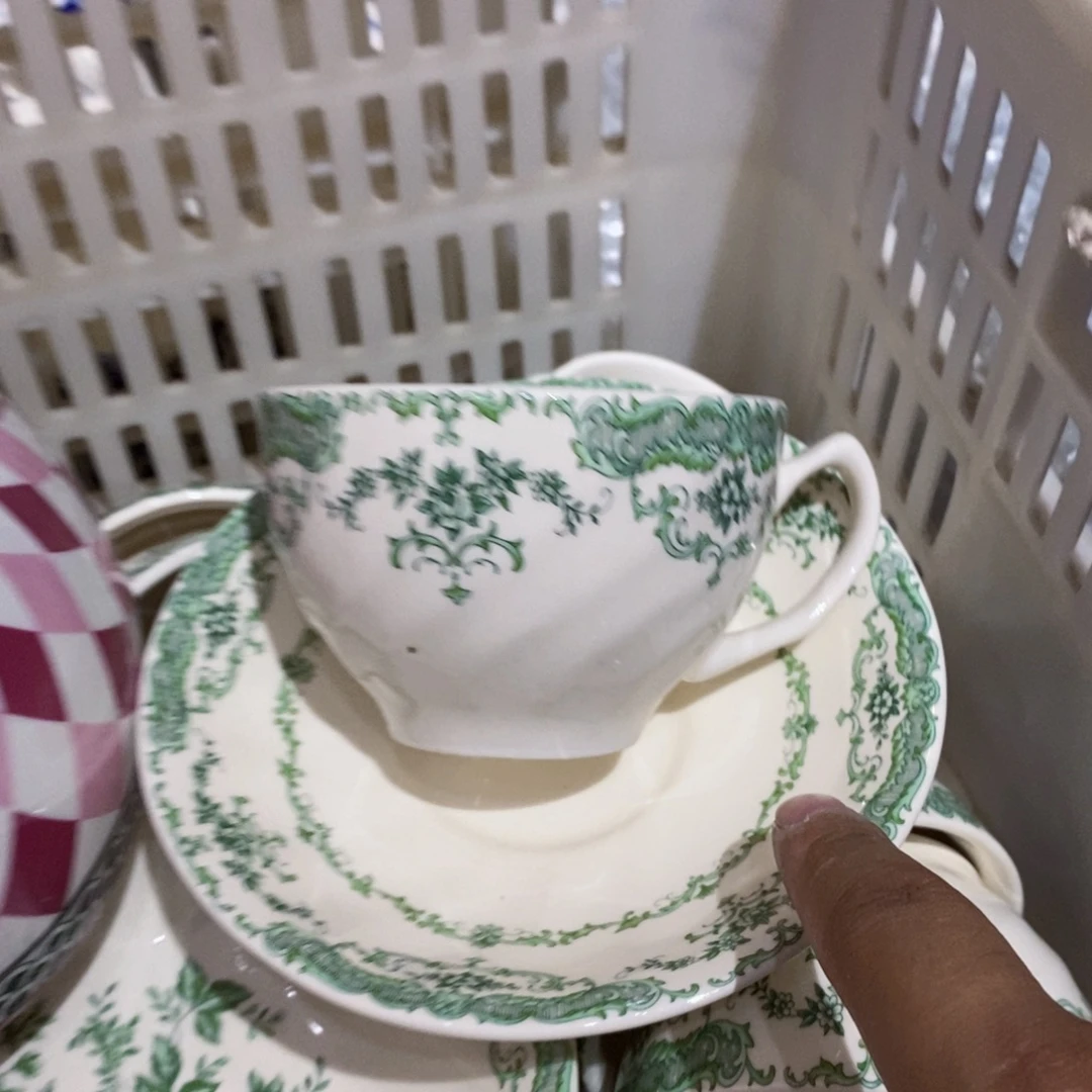只***月瓷微瑕波卡咖啡杯碟
