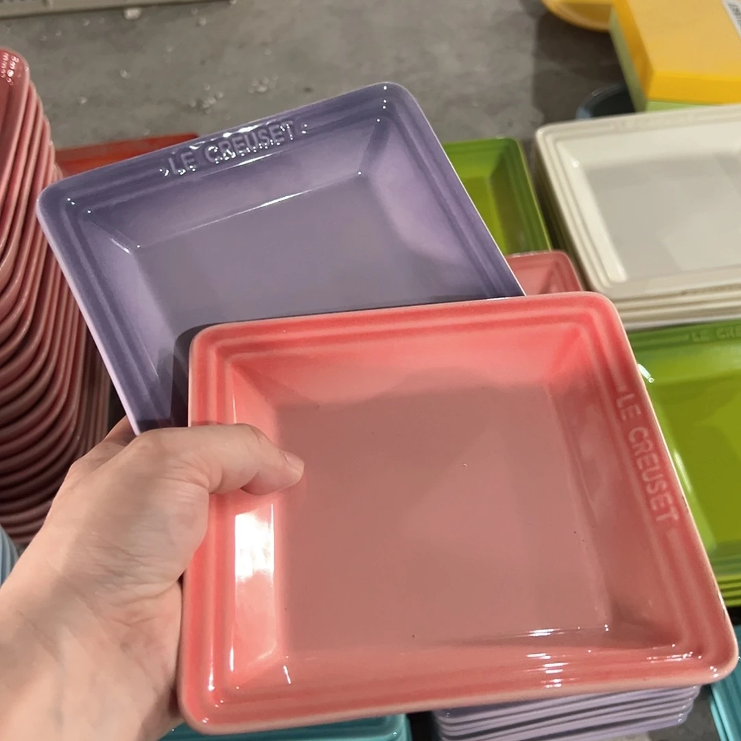 陶瓷 小方盘 深粉 浅紫色色色色