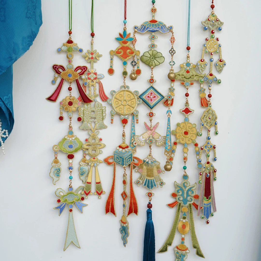 云深雾浅 货郎风挂饰原创双面刺绣汉服禁步百搭多用途唐风配饰