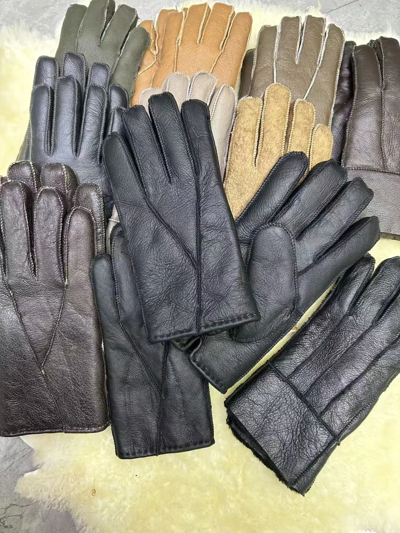 羊皮毛一体男女同款保暖手套