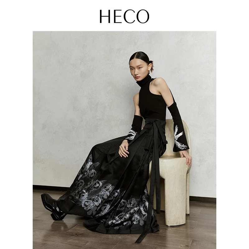 HECO【淡烟古墨】新中式国风马面裙女高级感春季汉服半裙黑色长款