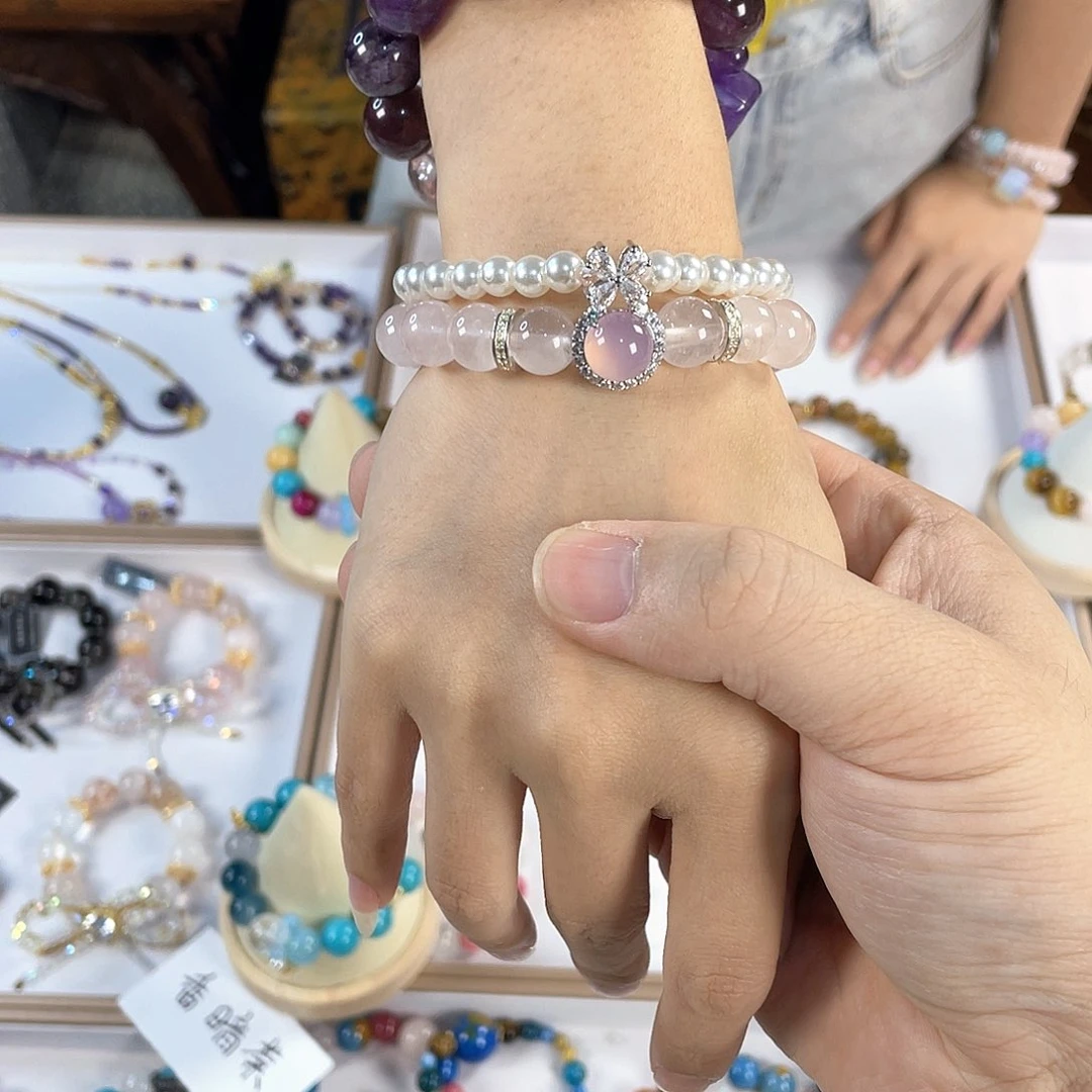 水晶手链银S925镀金镶嵌