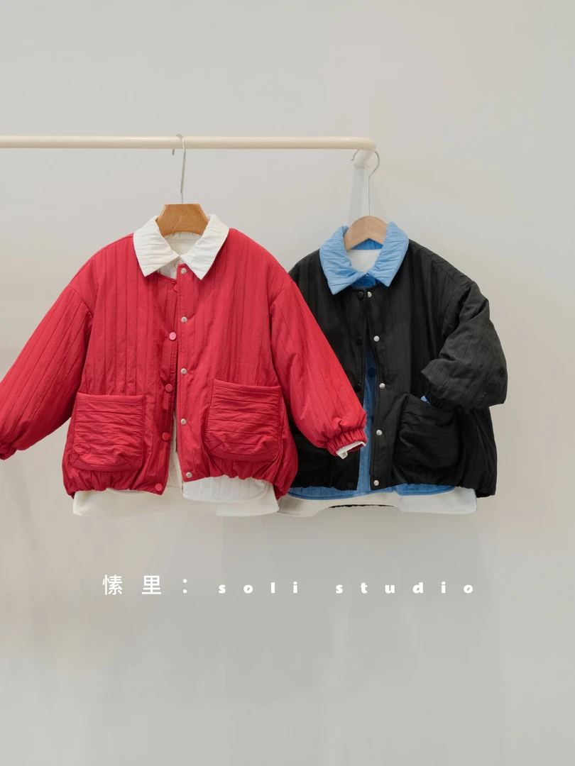 S 3466- 《冬日礼》儿童棉衣 秋冬加厚夹棉 圆领保暖 纯色男女童 ～