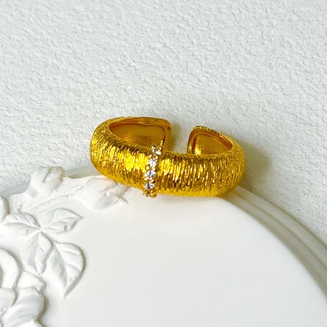 精品拉丝镶边戒指-491