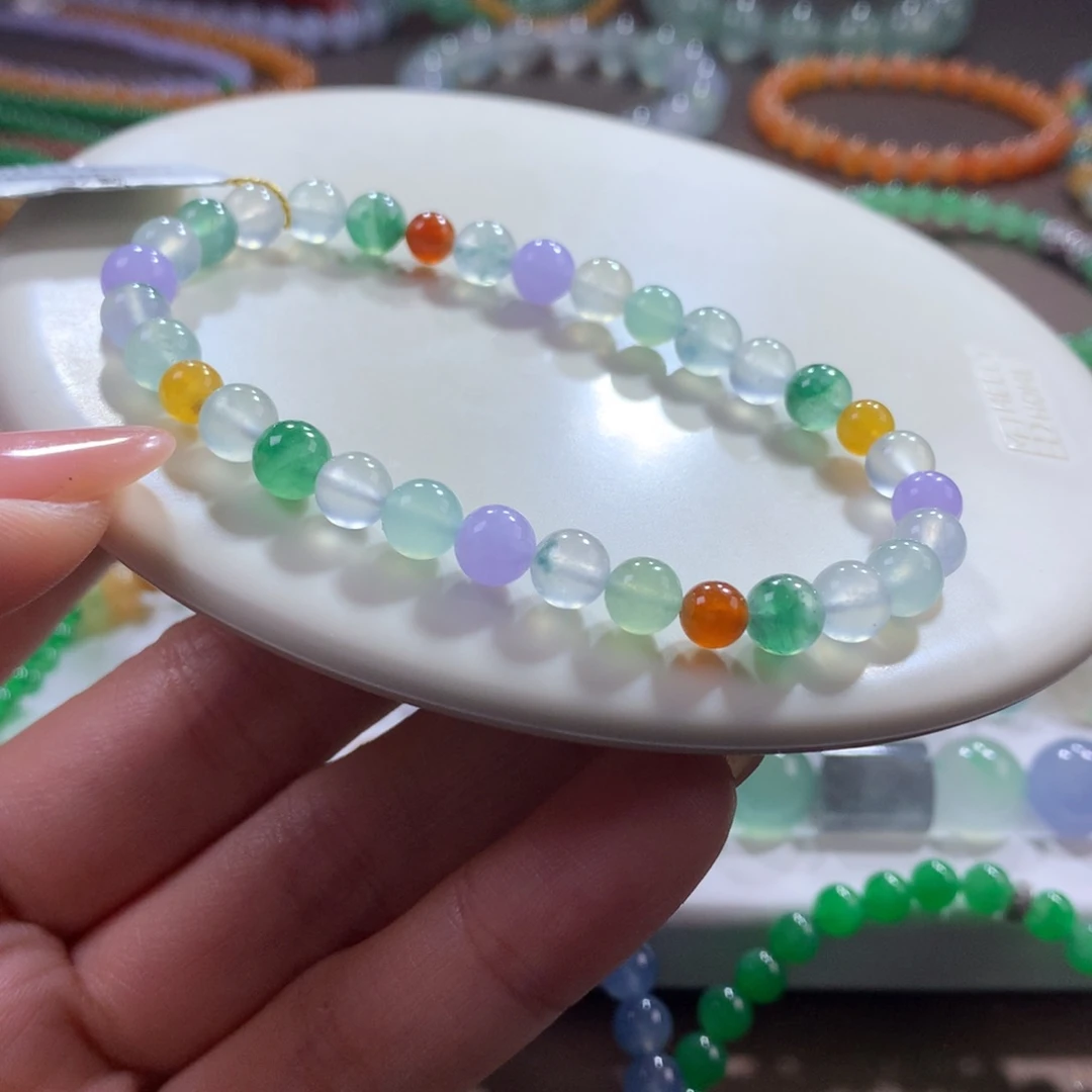 翡翠未镶嵌手链冰多宝手串卡5-6