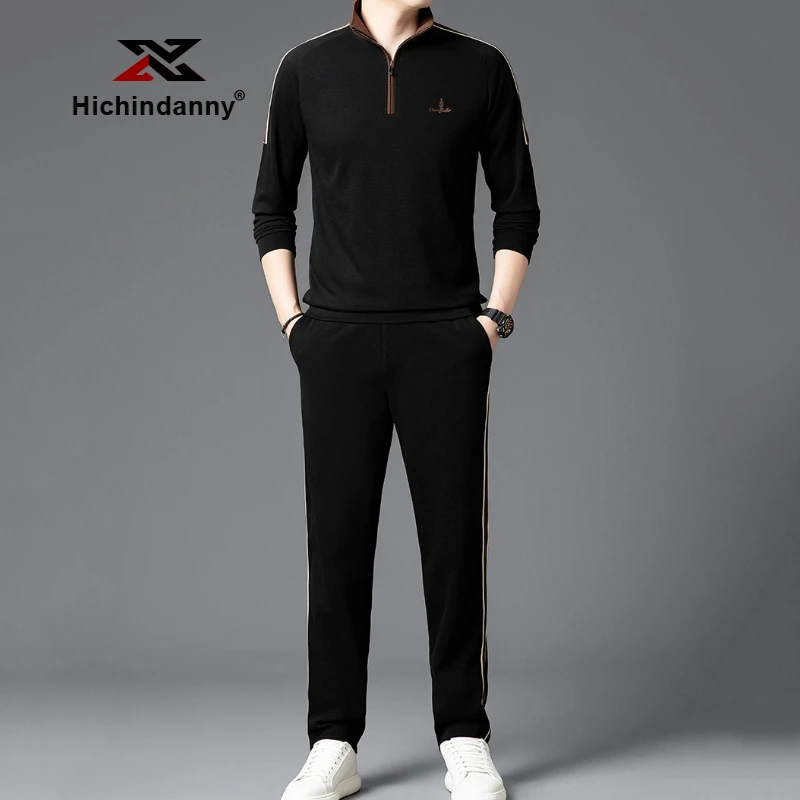 HICHIN休闲套装男士半拉链卫衣春秋季新款潮流搭配运动长裤两件套