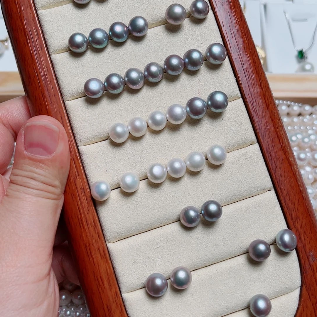 耳饰银S925镶嵌淡水珍珠