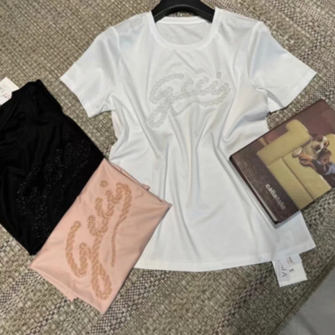 晶JING洋气丝光棉刺绣舒适冰冰凉凉T