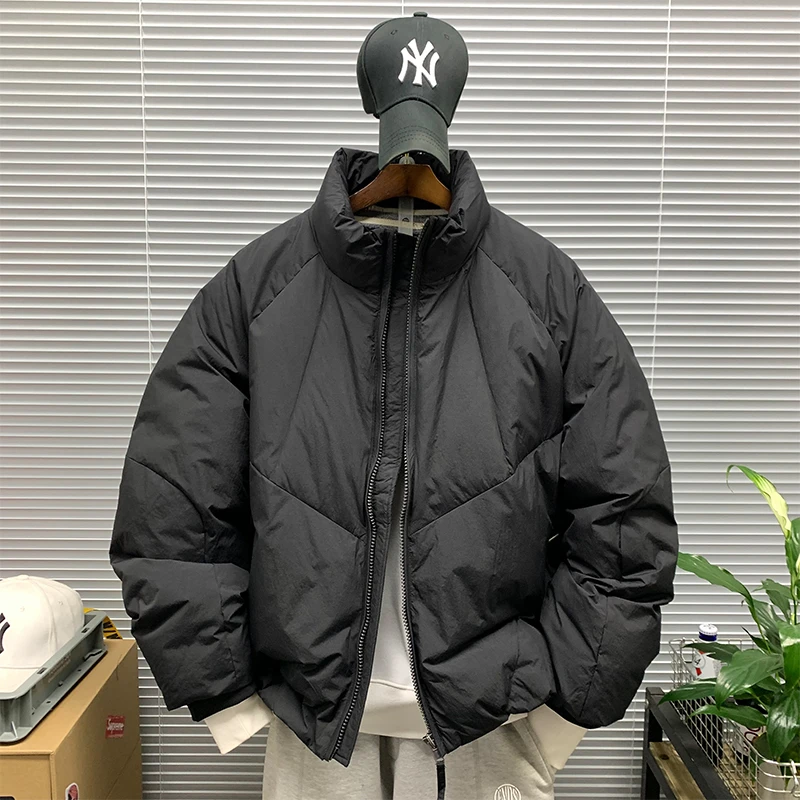 高品质立领短款白鸭绒羽绒服外套男简约百搭休闲宽松潮牌保暖上衣