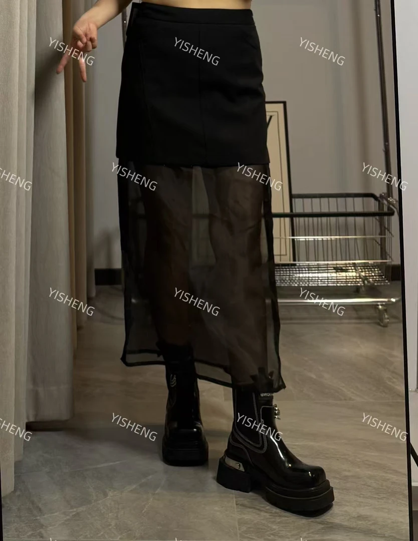 吉美•原创设计师款欧根纱拼接半裙D2274