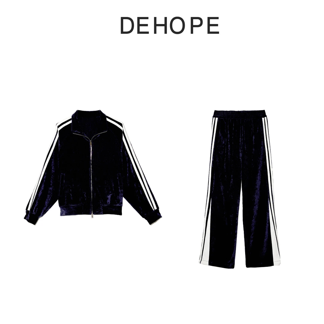 阪图2025新款春秋季丝绒休闲潮流套装669D