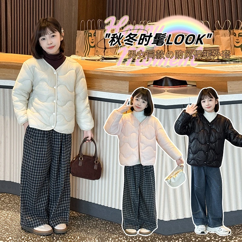 儿童保暖长袖外套秋冬新款防风加厚男童女童棉服外套保暖外穿上衣
