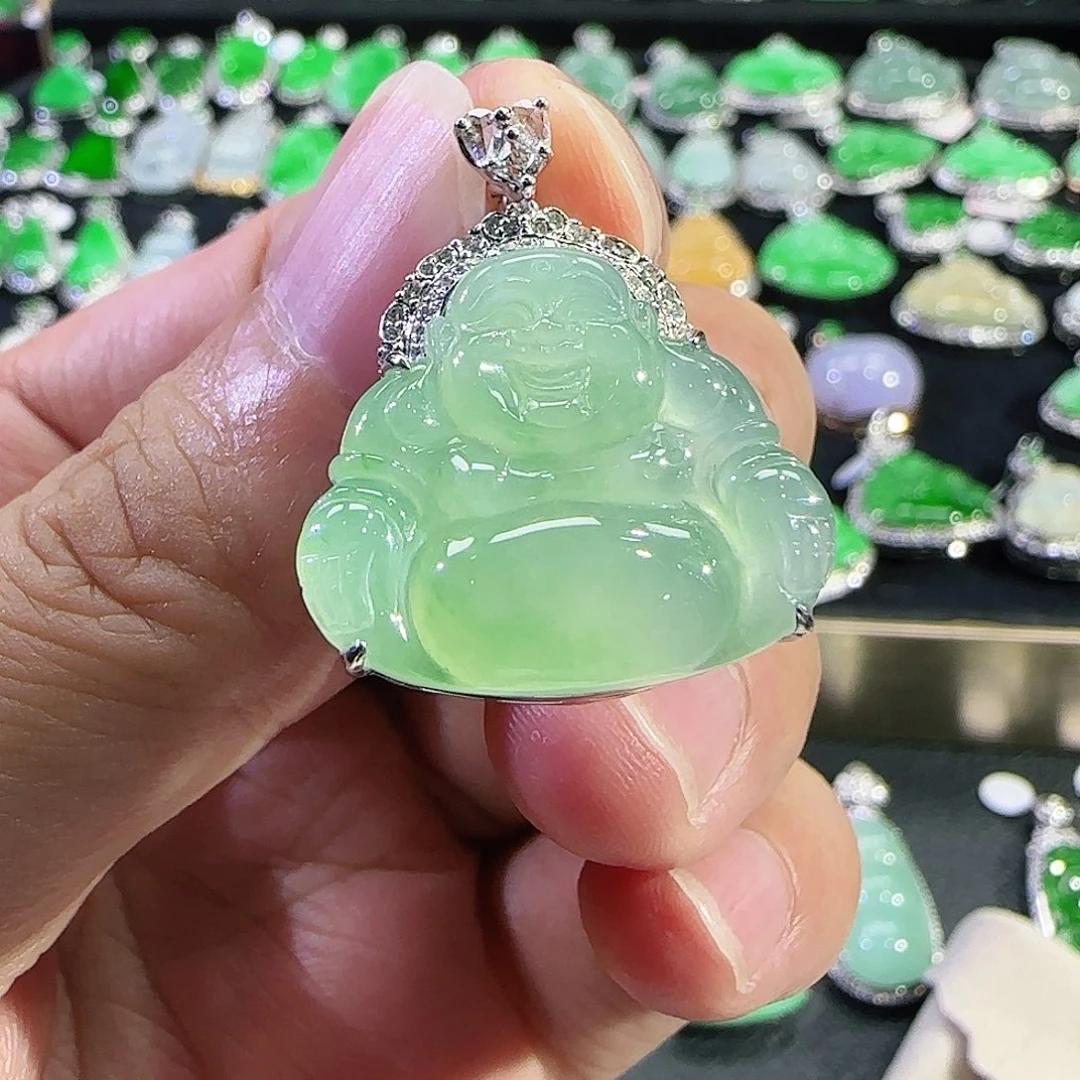 翡翠18K金镶嵌吊坠(不含链)