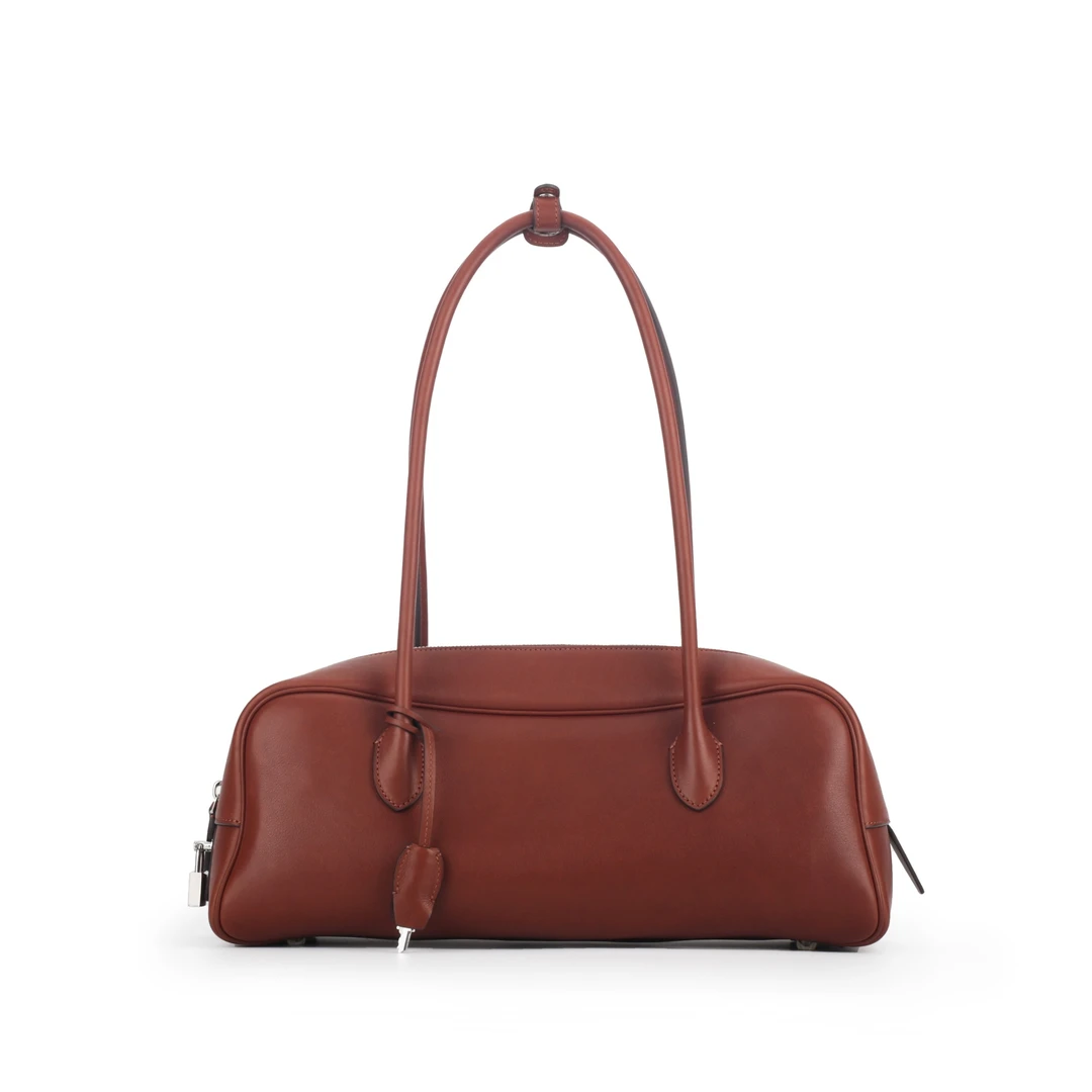 亮liangmade长柄法棍时尚高定真皮单肩腋下方形纯色复古腋下包