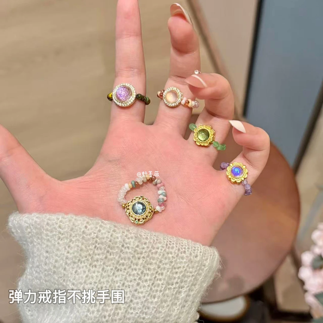 铜合金戒指 原创设计款时尚百搭戒指ins小众弹力绳戒指轻奢高级感