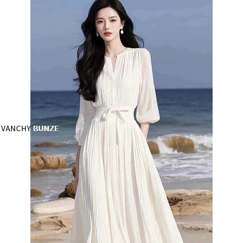 BUNZE 法式连衣裙女2025春夏名媛气质女神范高级感大方得体温柔风