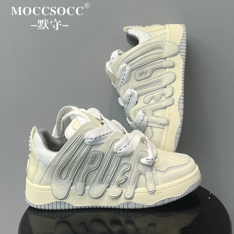 MOCCSOCC板鞋男厚底增高鞋夏季情侣小白鞋小众设计潮鞋时尚休闲鞋