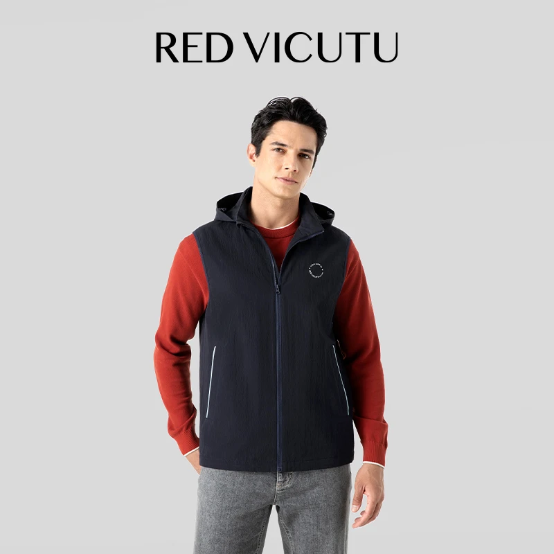 RED VICUTU威可多春季新款男士休闲舒适时尚潮流户外运动拉链马甲