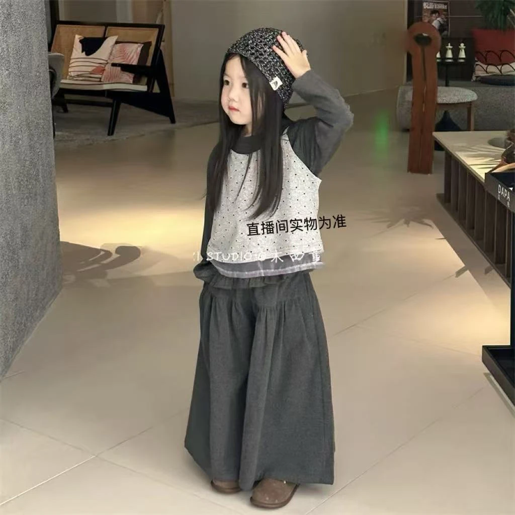 灰色洋气大筒裤（单件）