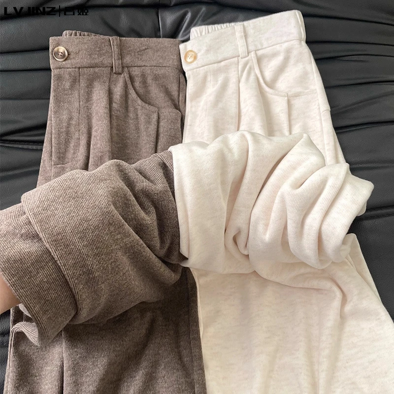 白色糯米裤女秋季2025新款高腰显瘦休闲小个子慵懒垂感西装阔腿裤