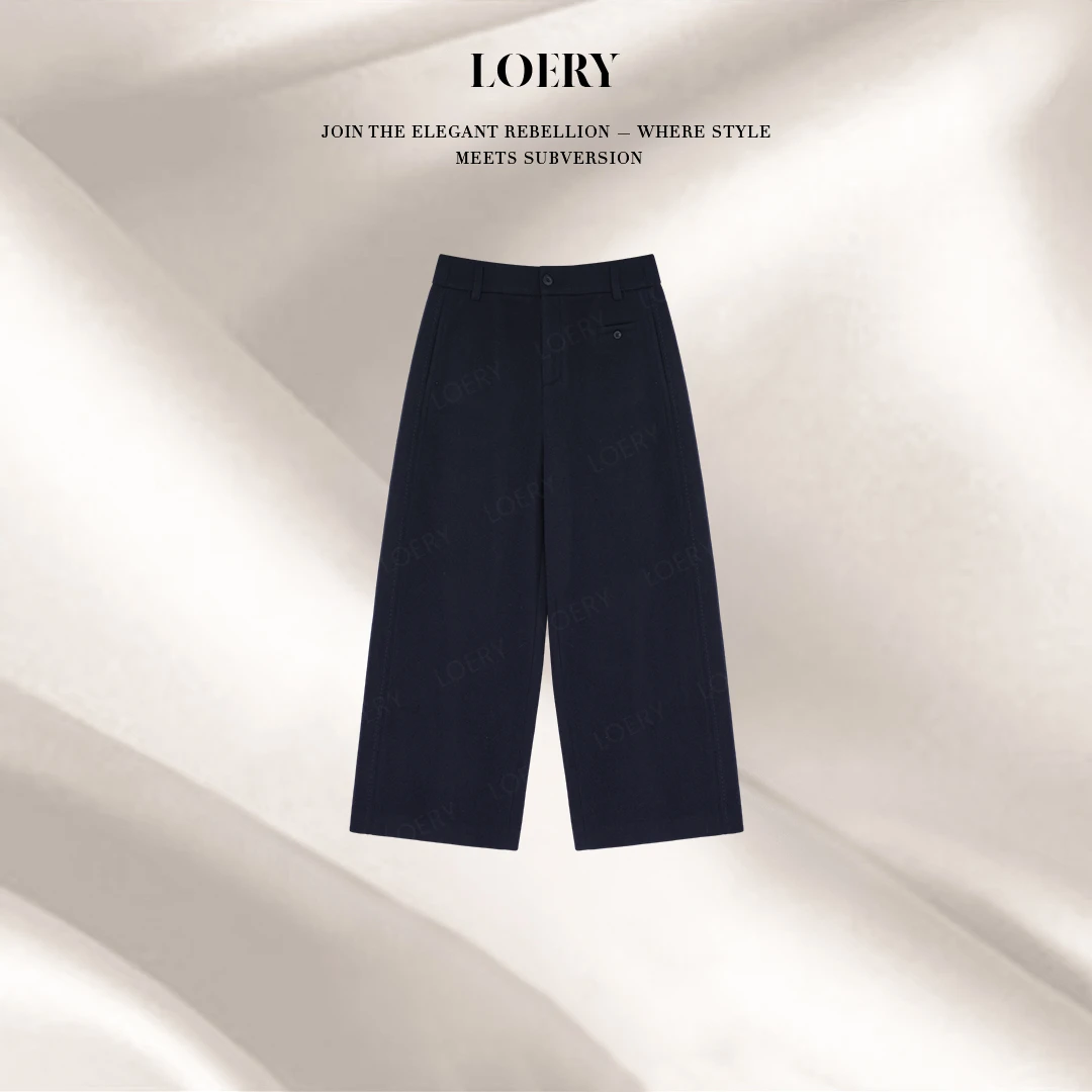 LOERY【拉达裤编号241】垂坠高级感绵羊毛加厚高腰休闲裤-113892