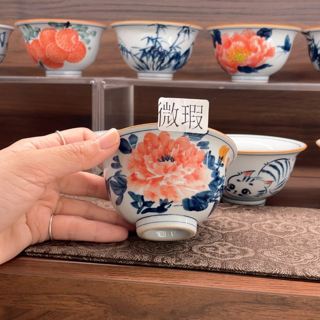 釉下彩纯手绘有瑕