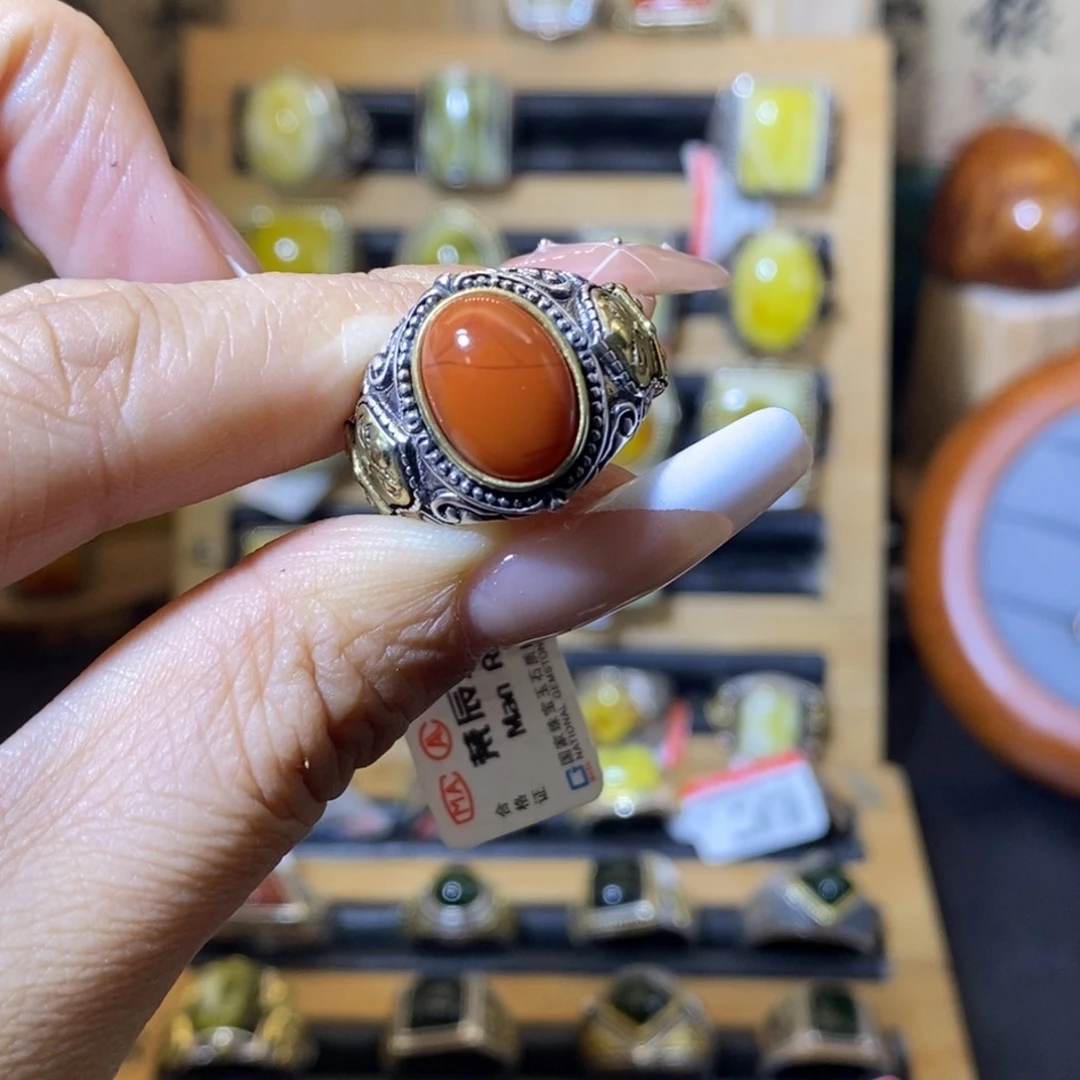 鹿***南红玛瑙银S925镶嵌戒指