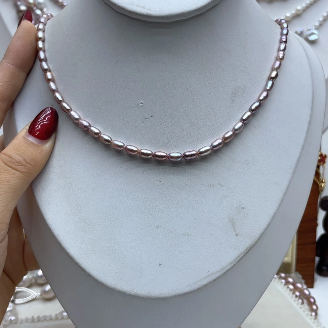 淡水珍珠银S925镶嵌颈饰