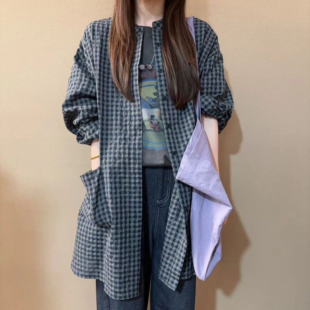 新中式格子休闲衬衫