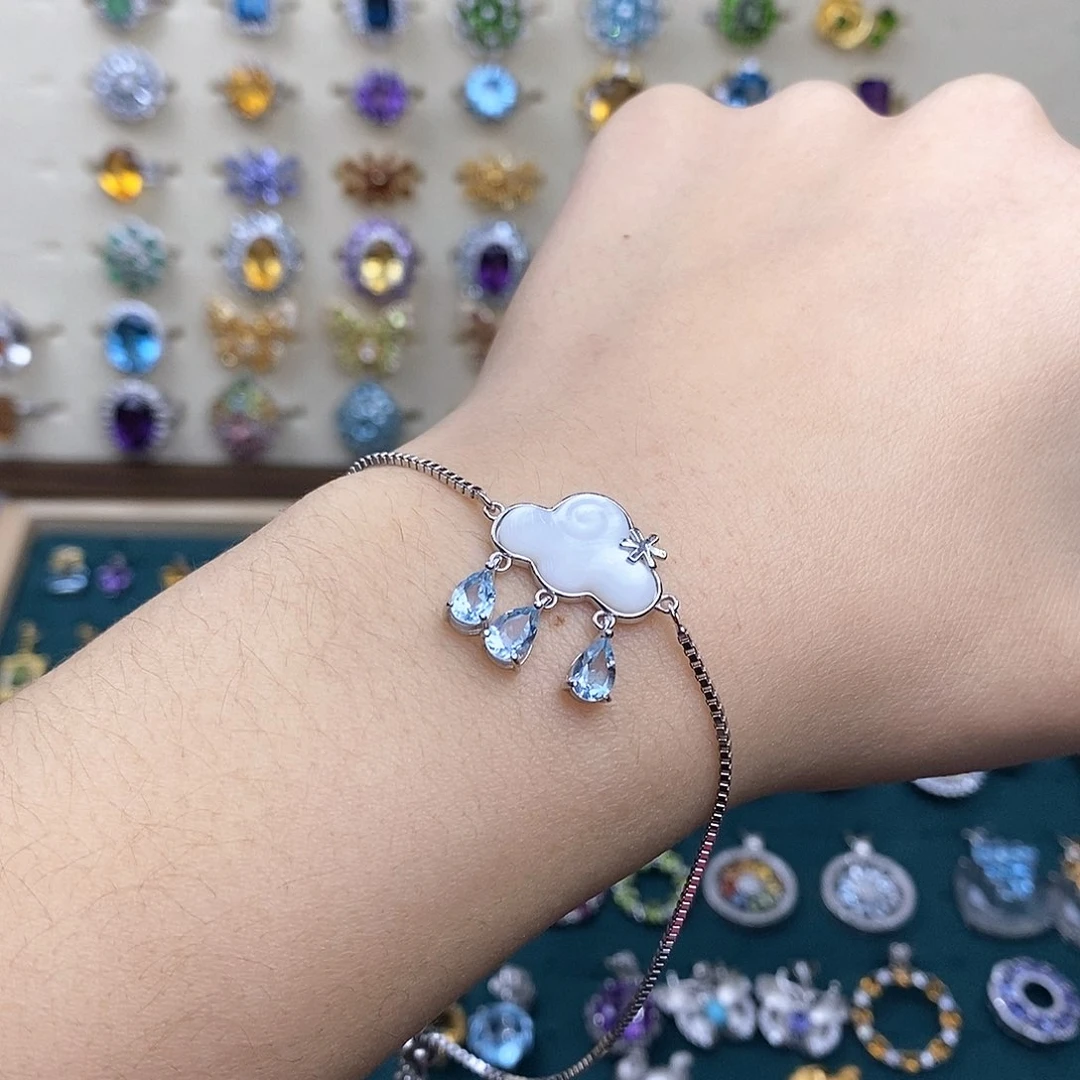 银S925镶嵌托帕石手链（不含证书）