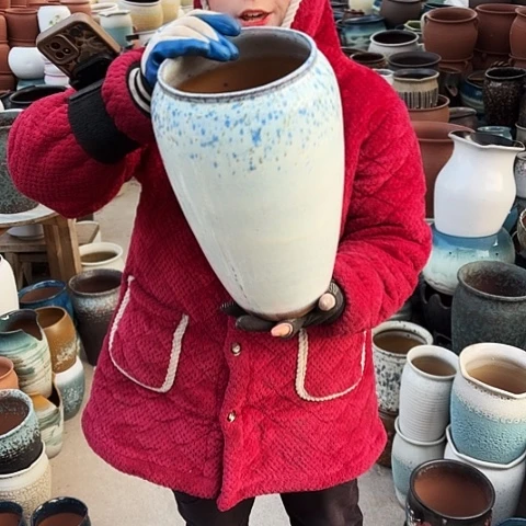 口17高33瑕疵盆子。